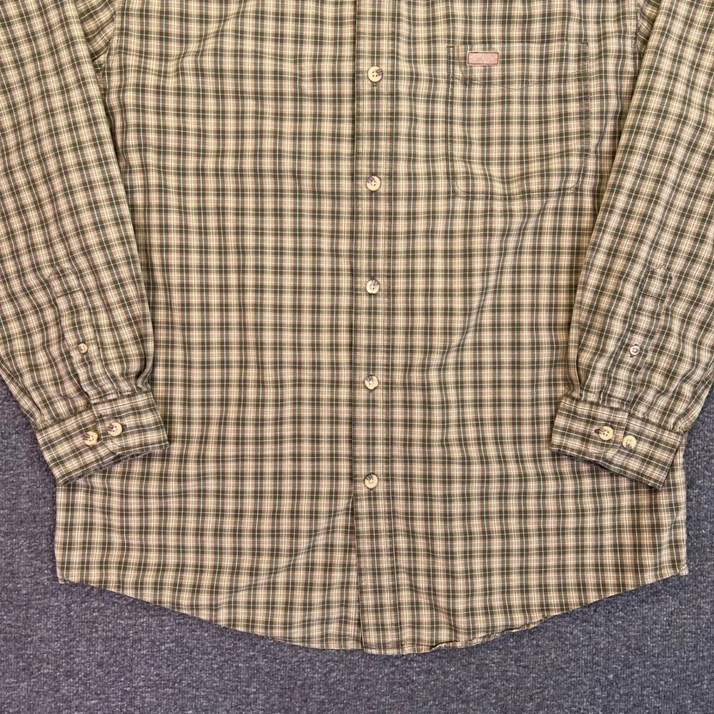 Carhartt Plaid Button Down Shirt‎ Mens Large Olive Green Workwear Casual S147OLV